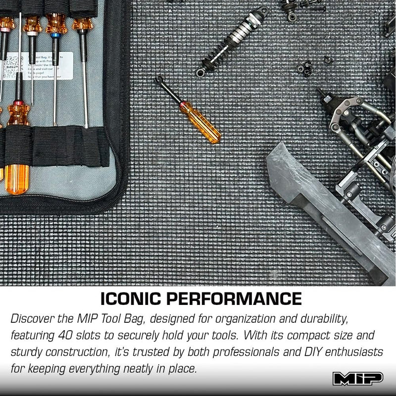 MIP 5210 RC Tool Bag 40 Pocket – Holds Hex & Nut Drivers and 1/4 Drive Bits, Precision Tools for RC Car Repair, RC Cars, Quadcopter, Helicopter, FPV Racing Drones