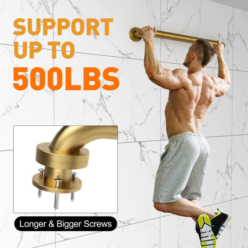 16 Inch Shower Grab Bar, 500 lb Heavy Duty Brushed Gold Stainless Steel Safety Rail for Bathtubs and Showers – Anti Slip Bathroom Grab Bar for Elderly Handicap Senior, Screw Mount Assist Handle 16 inch