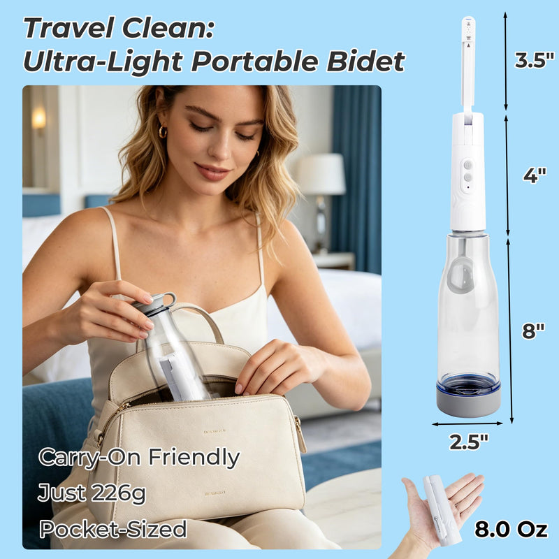 Portable Bidet for Travel, 500mAh Electric Handheld Bidet with 400ml Bottle