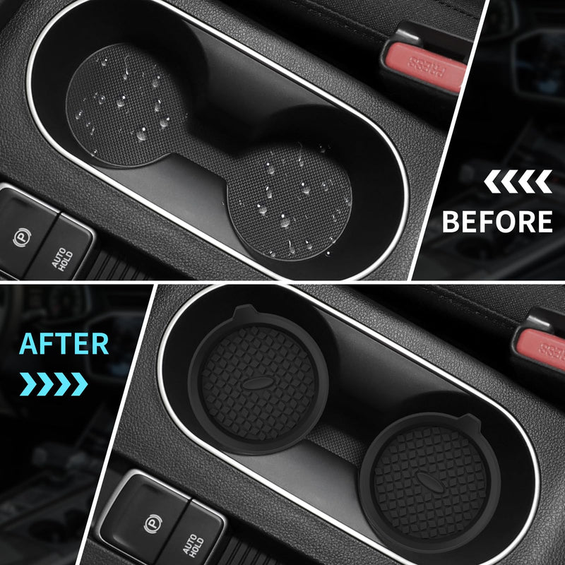 ME.FAN Car Cup Holder Coasters [4 Pack] Silicone Cups Mats, Automotive Universal Non-Slip Recessed Interior Accessories Black 4 Pack-black