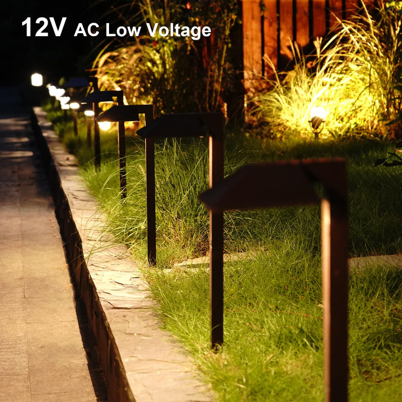 GOODSMANN Low Voltage Landscape Path Lights 0.6W LED Sidewalk Landscape Lighting 22 Lumen Outdoor Electric Walkway & Pathway Lights Wired Bronze Finish 3100K Warm White with Cable Connectors Bronze 1PK