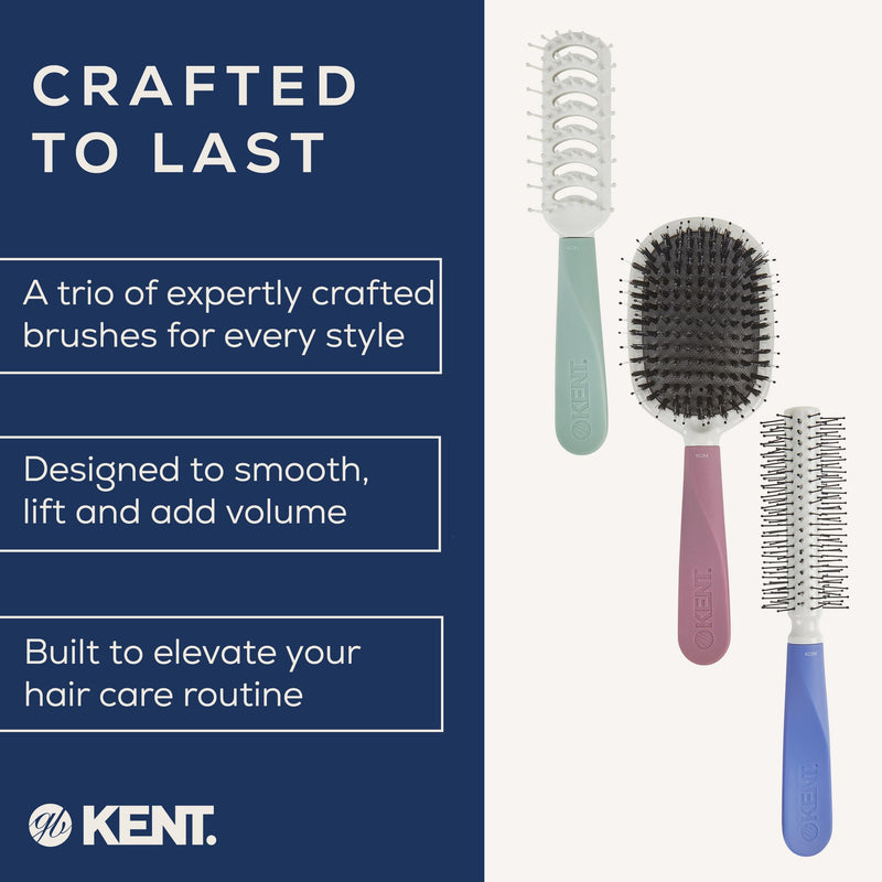 Kent Create Gift Set - Hair Brush Set for Women with 3 Award-Winning Styling Hairbrushes for Root Lift, Smoothing, Volume & Curls, Premium Women’s Gift Set for Healthy, Shiny Hair Detangle Straighten & Curl Set