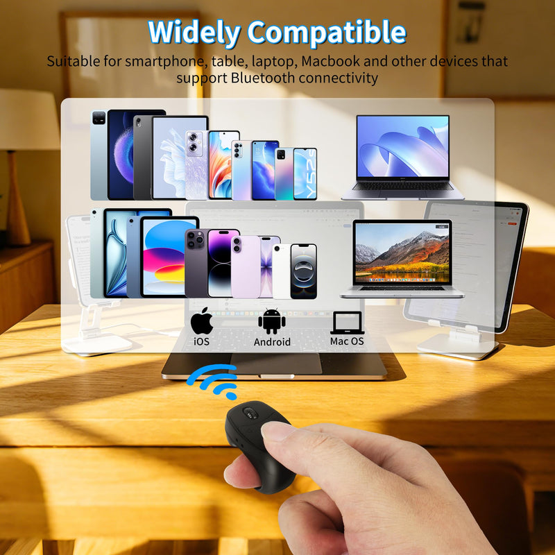 Mini Finger Ring Mouse with Charging Case Wearable Bluetooth Remote Control Thumb Mouse Wireless Handheld Air Mouse for Smartphone Tablet PC Laptop MacBook for Page Turn Take Photo Watch Video, Black