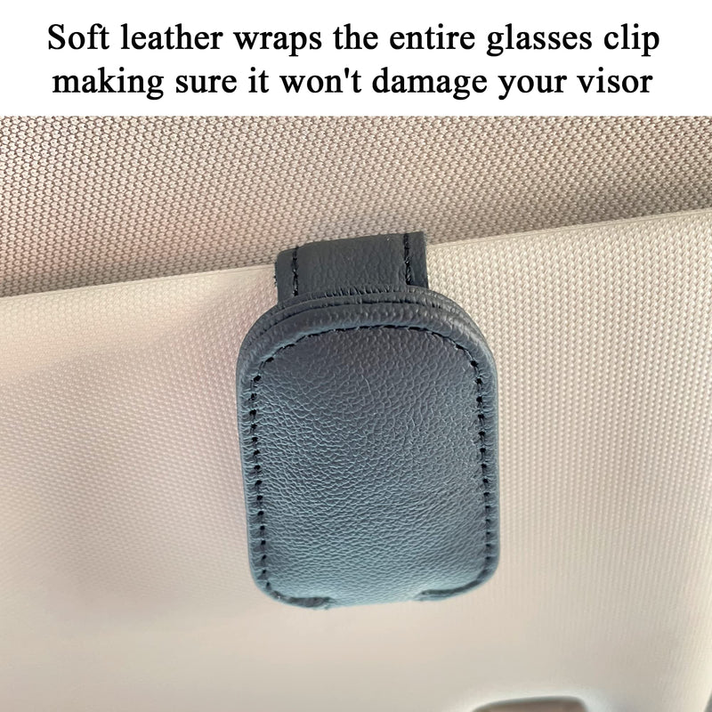 KIWEN Sunglasses Holders for Car Visor, Magnetic Leather Glasses Eyeglass Clip for Car, Ticket Card Clip Sunglasses Mount, Car Visor Accessories Gadgets (1, Black) 1