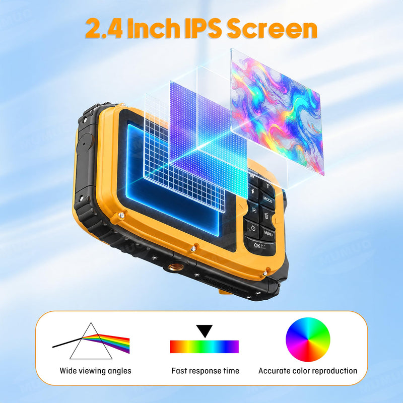 Floating Underwater Camera for Kids, Waterproof Camera with 32GB SD Card | IP68 48MP 4K Portable Snorkeling Camera for Pool Beach, Lightweight Rechargeable Floating Action Camera, Yellow