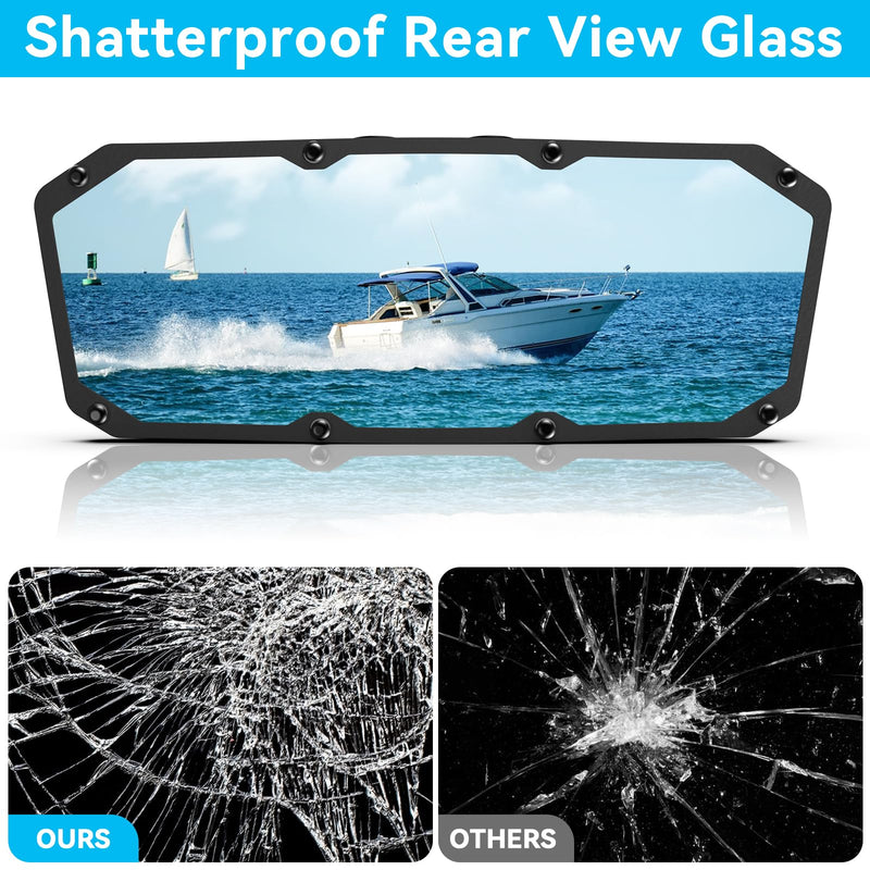 Boat Rear View Mirror,Universal 4"x11" Marine Mirror Accessories and Lock Konb,Wide-angle Convex Boat Fit for Pontoon Boat Floating Bridge Boat Sports Crew Surfing