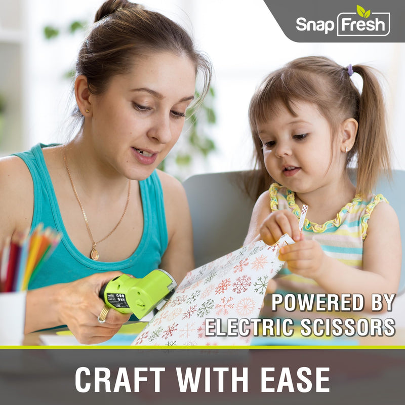 SnapFresh 4V Cordless Electric Scissors, Rechargeable Cardboard Cutter & Box Cutter Rotary Tool, 285 RPM Fabric Carpet Leather Cutter with LED, Extra Blade, 2.0Ah Battery & Storage Bag(SP5091) With Bag