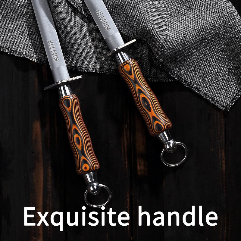 Honing Steel 10 inch Professional Knife Sharpener, High Carbon Steel, Fine Lines, High hardness, Knife Sharpening Steel Honing Rod Round