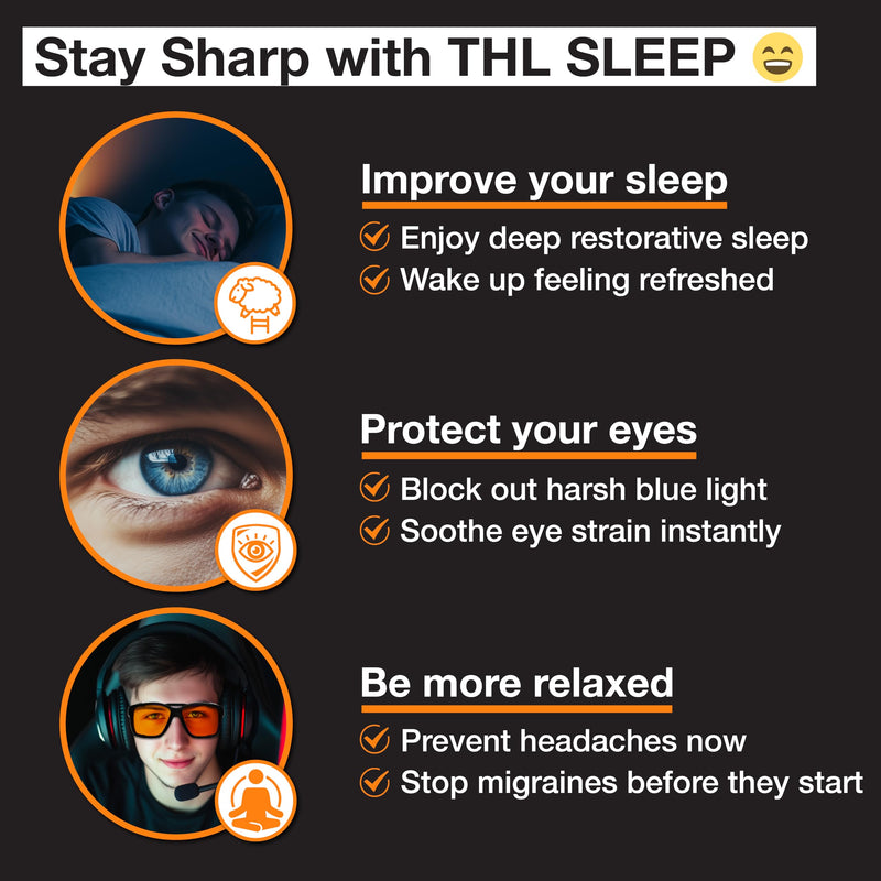 Orange Blue Light Blocking Glasses for Better Sleep - Amber Wrap Around Computer Migraine Glasses - EliteX Ultra Nighttime Migraine Gaming Glasses Men & Women - Screen Eye Strain Blue Light Blockers