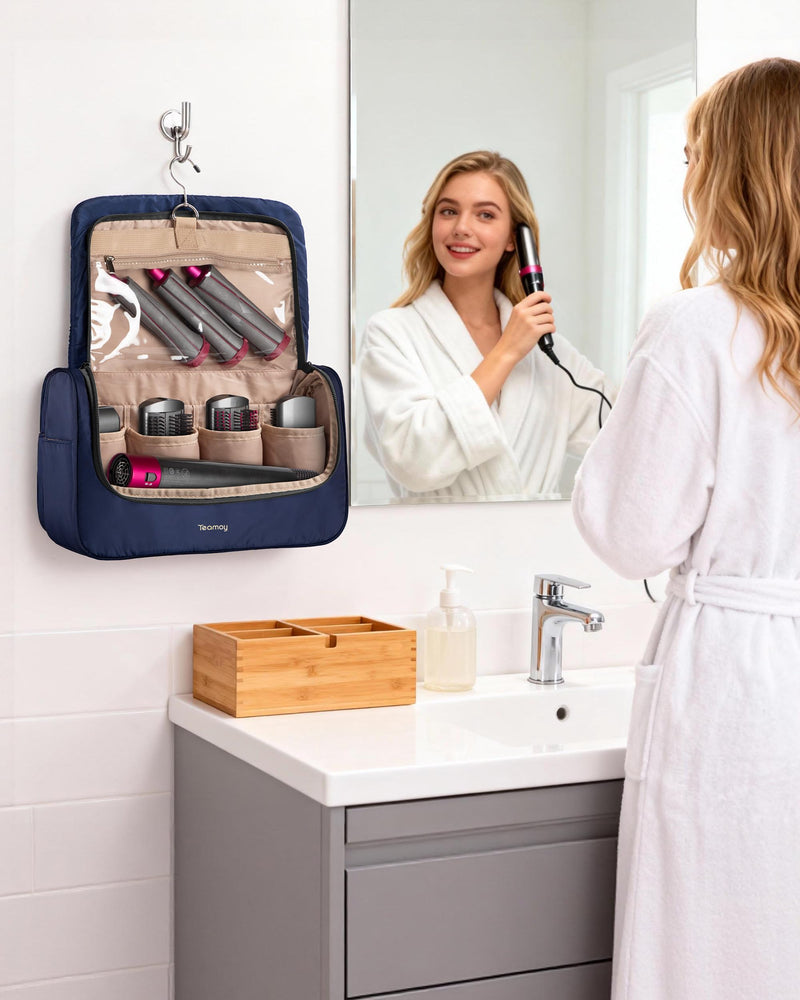 Teamoy Carrying Bag Compatible with Dyson Styler and Attachments, Dark Blue | Padded Travel Bag for Dyson Multi-Styler, Portable Storage Bag Compatible with Dyson Airwrap Styler and Attachments