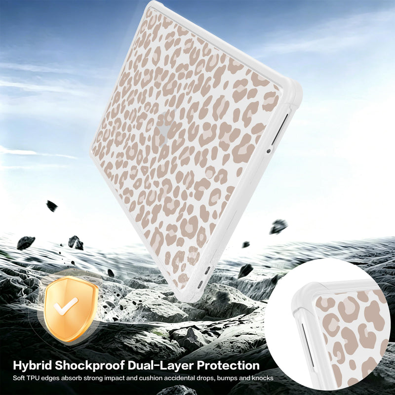 Teryeefi Anti-Crack Case Cover for MacBook Neo 13 inch 2026 Release A3404 | flexible TPU/shockproof/ ultra thin /lightweight/ anti fingerprint / with keyboard cover screen protector/ Leopard Print