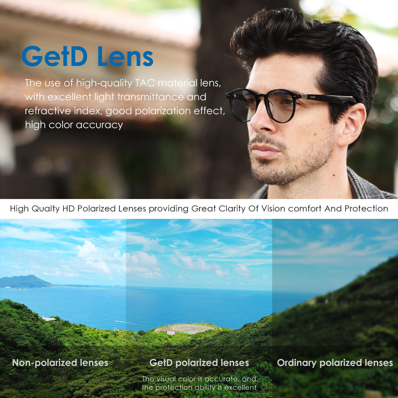 GetD AI Glasses for Men & Women, Smart Glasses Powered by ChatGPT, AI Real-time Translation with 147 Languages, Open Ear Bluetooth Glasses with Photochromic Lens for Daily Use, Travel