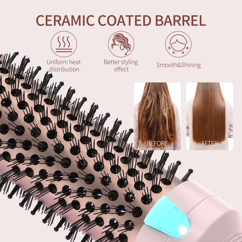K&K 38mm Thermal Heated Round Brush, Blowout Volumizer for Long Hair | 45MM EXTRA-LARGE BARREL: 45mm heated round barrel creates maximum root volume and smooth blowout waves for long hair Pink
