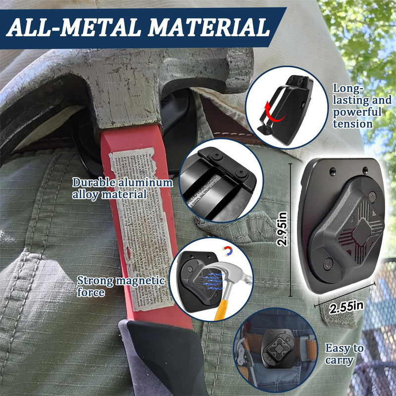 Magnetic Tool Holder, Full Metal Magnetic Belt Clip Holster for Screws, Nails, Hammer, Pliers, Spanner, Sockets, and Any Magnet Hardware, Great for Electricians, Plumbers, Carpenters, Gift for Men/Dad 2Pack Magnetic Tool Holder