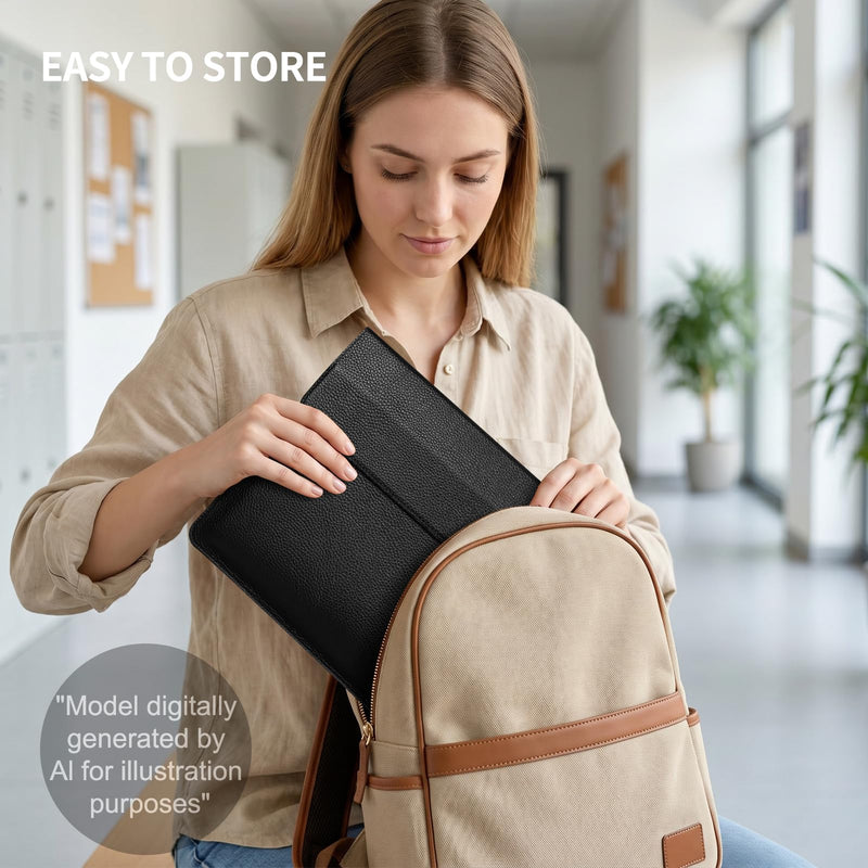 Genuine Leather Laptop Sleeve for MacBook Neo,MacBook Air/Pro 13" | Full-Grain Genuine Leather Laptop Cover with Magnetic Buckle Closure,Computer Protective Bag,Lychee Grain Black Lychee Grain Black for MacBook Pro/Air 13"