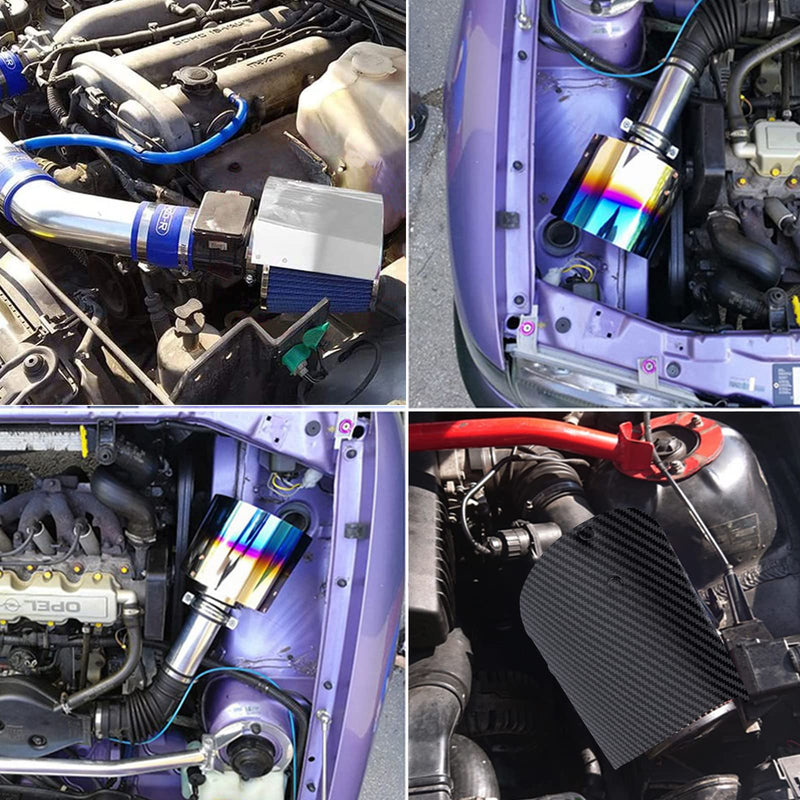Protective Air Intake Heat Shield Wrap, Heat-Insulation Air Filter Cover 2.5" - 3.5" - (Carbon Fiber Style) Carbon Fiber