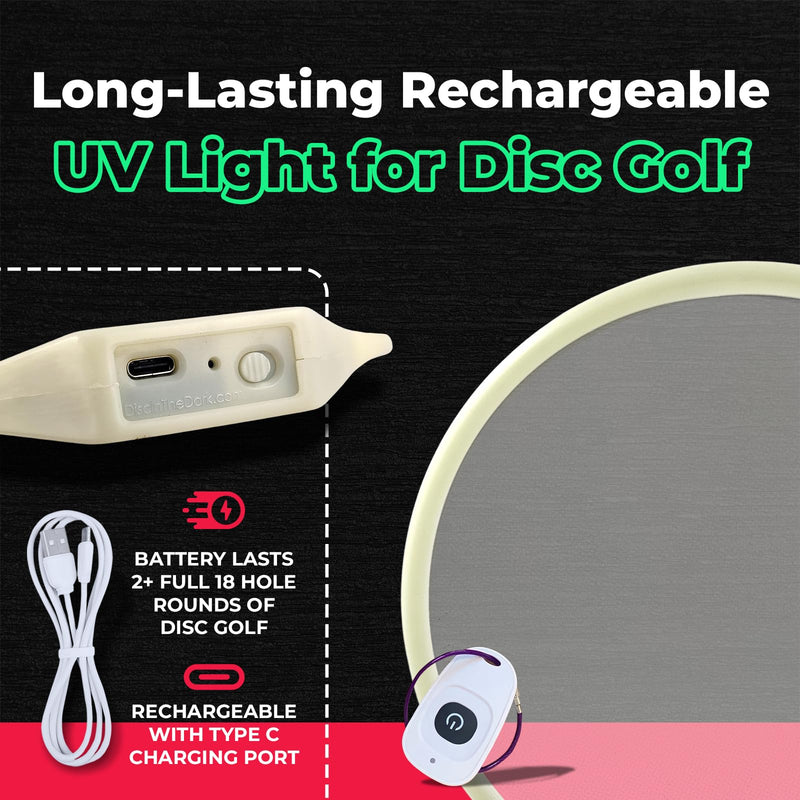 Halo Red Disc Golf Glow Charger | Remote UV Flashlight Alternative | Charges 2 Discs in 3 Seconds | USB-C Rechargeable | Fits in Bag | Glow Equipment | Compact Tool for Night Rounds and Visibility