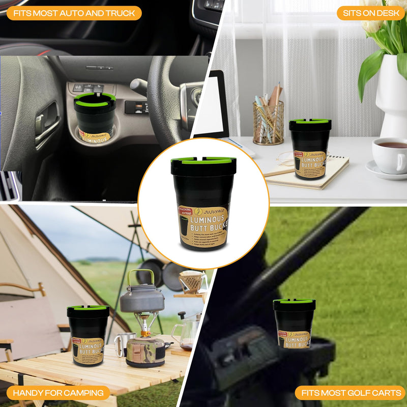 3 Pack Glow in the Dark Butt Bucket Ashtray Cigarette Self-Extinguishing Cup Car Ash Holder Portable Truck Home Office Black smell proof cenicero para carro bean bag handheld