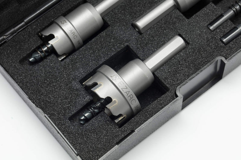 EZARC Carbide Hole Saw Kit, 3 Piece Carbide Tipped Hole Cutter with Pilot Drill bit for Hard Metal, Stainless Steel, Iron, Aluminum, Alloy 3 in 1 | 7/8"-1-3/8"