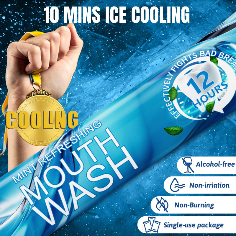 Portable Travel Size Mouthwash Packets - TSA-Approved Mini Mint Mouthwash for Adults, Alcohol & Fluoride-Free Oral Care for Air Travel, Dates & Office, 60 Individually Wrapped 0.4oz Packs 0.41 Fl Oz (Pack of 60)