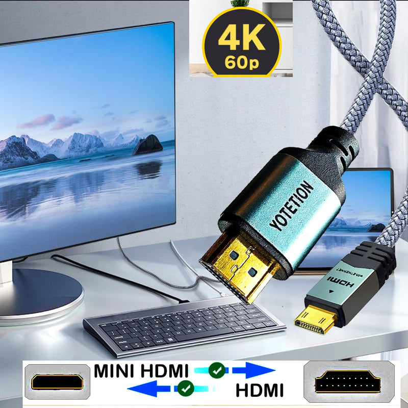 Mini HDMI to HDMI Cable 50FT, High-Speed HDMI to Mini HDMI Support 3D 4K/60Hz 1080p 720p Compatible with Camera, Camcorder, Tablet and Graphics/Video Card, Laptop, Raspberry Pi Zero W 50 feet
