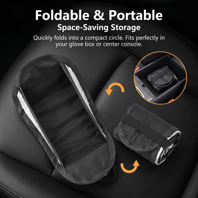 Car Cell Phone Sun Shade, Anti-Glare Heat-Insulating Phone Mount Sunshade, Portable Foldable Center Console Navigation Protection Cover, Universal for Most Cars Motorcycles (Black)