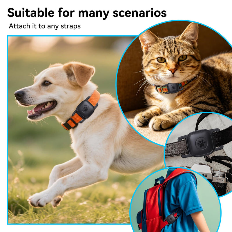 DDJ 2-Pack Waterproof Dog Collar Holder for Tile Mate Tracker, Durable Silicone Life360 Tile Case for Cat &Pet Collars Without Shaking, Anti-Lost Full Body for Tile Cover, Easy to Install, Black
