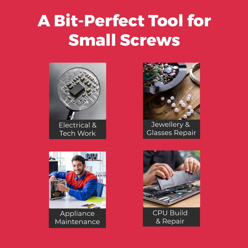 MEGAPRO® 24-in-1 Precision Multi-Bit Screwdriver | Small Screw Application | Micro-fasteners | Eyeglass & jewelry Repair | Small Electronics Maintenance | Precision Tamperproof Bits