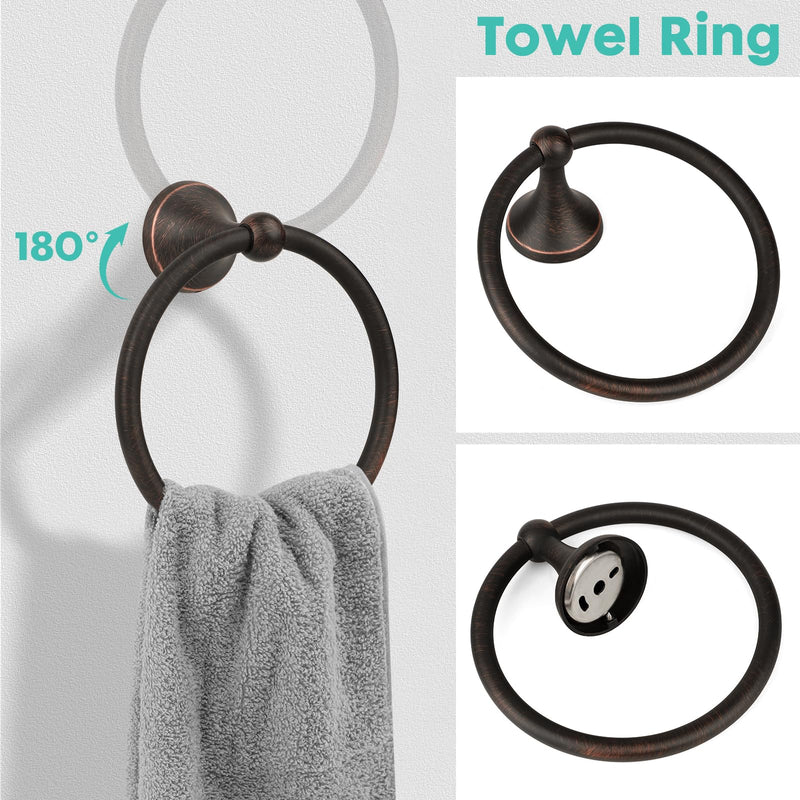 Oil Rubbed Bronze Toilet Paper Holder Antique Wall Mount,Towel Ring Bronze,Toilet Tissue Roll Holder and Hand Towel Holder Set for Bathroom, RV, Bathroom Hardware Accessories Set Bronze Oil Rubbed Bronze
