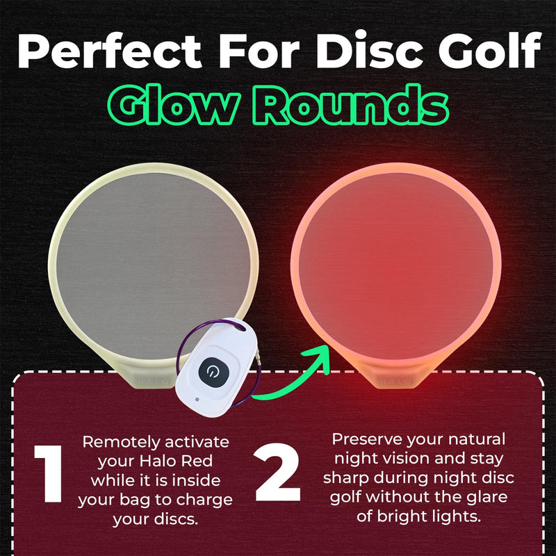 Halo Red Disc Golf Glow Charger | Remote UV Flashlight Alternative | Charges 2 Discs in 3 Seconds | USB-C Rechargeable | Fits in Bag | Glow Equipment | Compact Tool for Night Rounds and Visibility