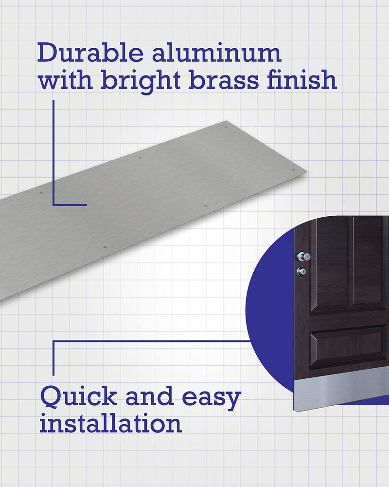 Hardware Essentials 852737 Aluminum Non-Magnetic, Screw-In, Door Kick Plate 8" x 34" Anodized Aluminum Finish