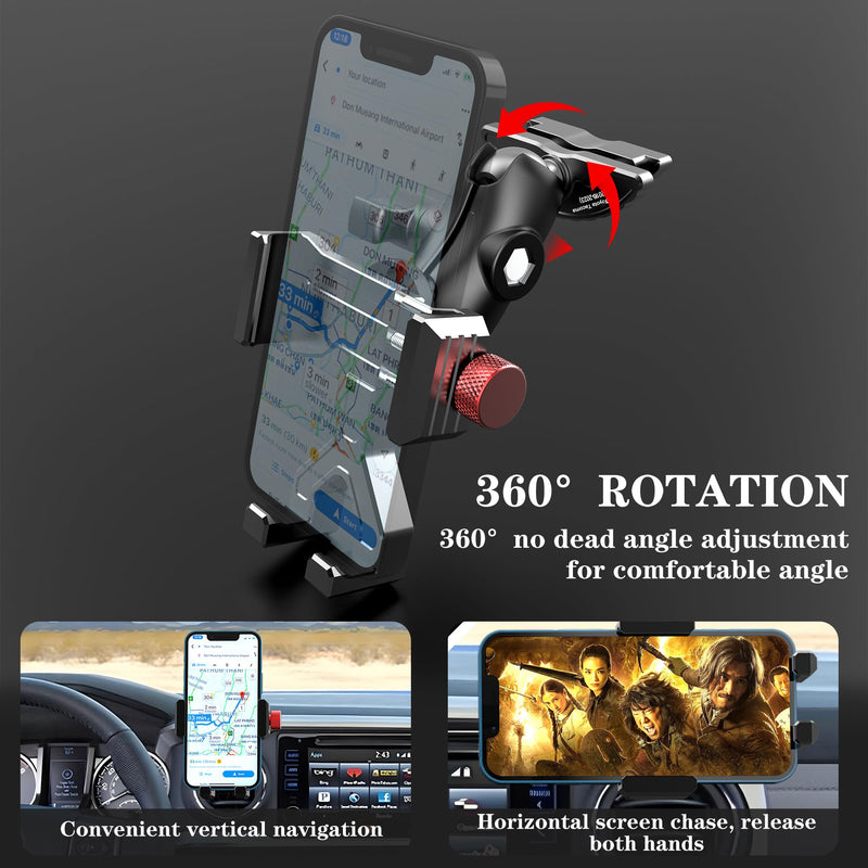 Upgraded Aluminum Vent Phone Mount for Toyota Tacoma 2016-2023 | 3rd Gen Tacoma Phone Holder | 360° Rotation | Zero Slip, Anti-Scratch | Easy to Use | Compatible with iPhone & Galaxy, More