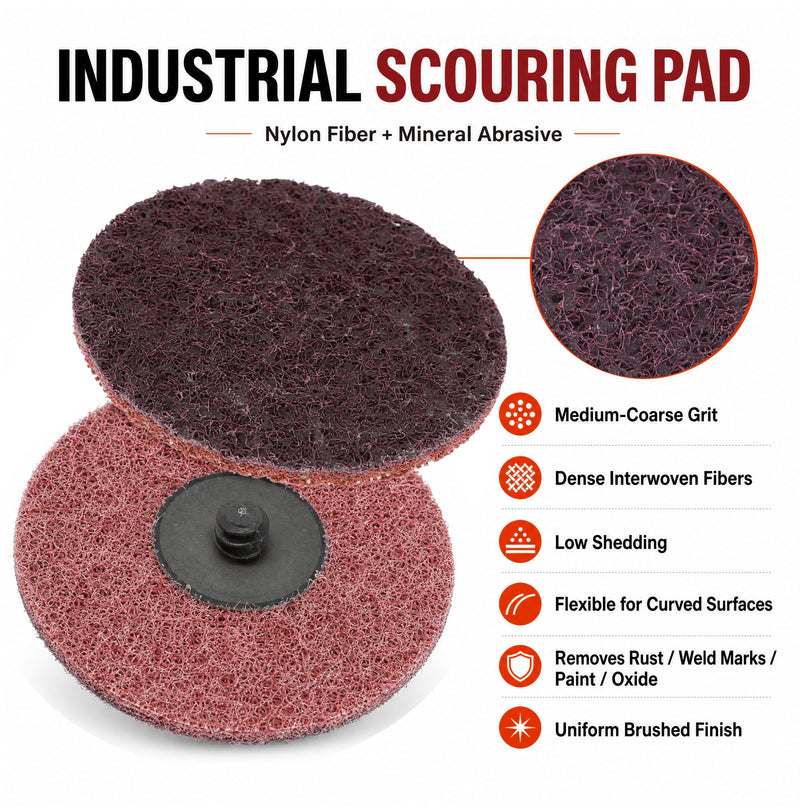 50Pcs Surface Conditioning Disc Sanding Discs 1/4'' Holder Quick Change for Paint Rust Removal Surface Strip Polishing Grind Burr Finish Burr Finish (3 Inch/Medium/100-150Grit/Red) RED 120 Medium 3INCH