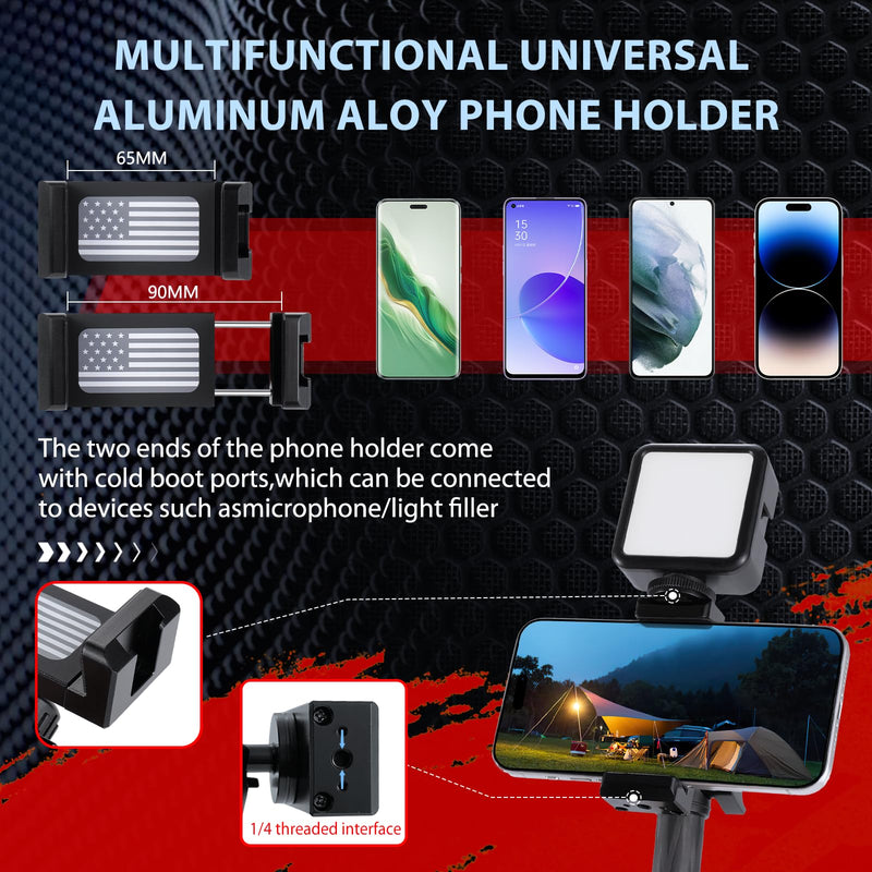 WXRYLYN Univesal Phone Mount and 60-10mm Locking Carbon Fiber Kevlar Mounting Arm with Articulating Joint Dual 20mm Socket Ends