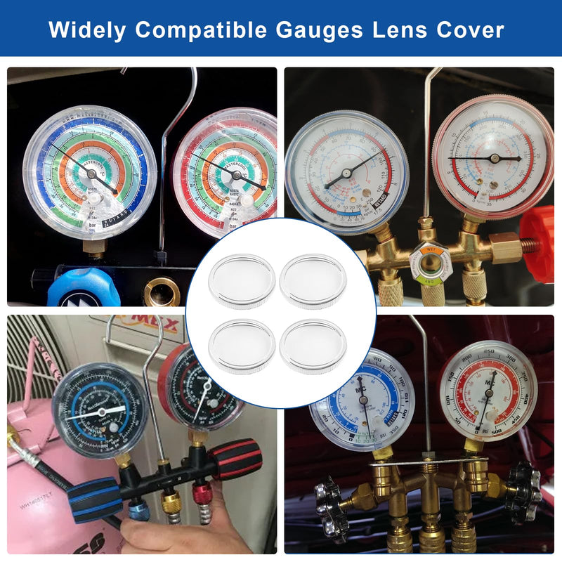 2" Replacement Clear Lens Covers, 1/4 Turn Twist Lock Protective Lens Replacement Regulator Gauge Cover, Clarity Universal Lens Cover Fit for Most 2 inch Digital Pressure Gauge, 4 Lenses