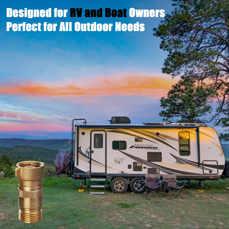 SheeChung RV High Flow Water Pressure Regulator, Brass Lead-Free 40-50 PSI Pre-Set Water Pressure Reducer with Filter, Fits 3/4" GHT for RV, Camper, Trailer, Garden Hose BRASS01