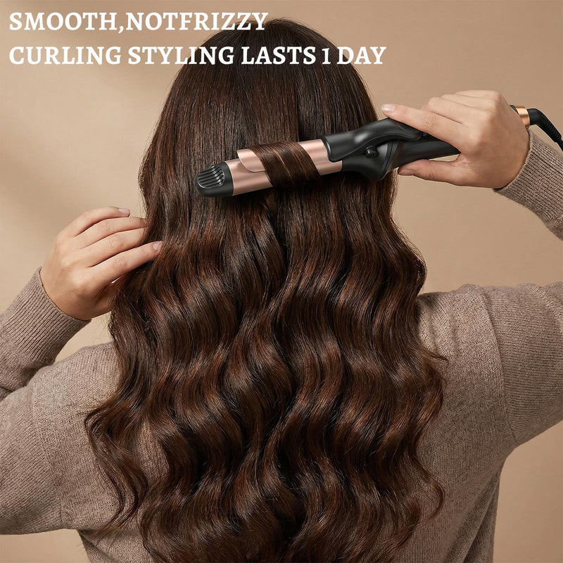  [AUSTRALIA] - Curling Tong, 25mm Cordless Hair Curler for Natural Waves and Curls, Ceramic Cordless Curling Wand with 3 Gear Temperature, Travel Mini Curlers 4000 mAh with USB Cable Storage Bag, Rose & Black