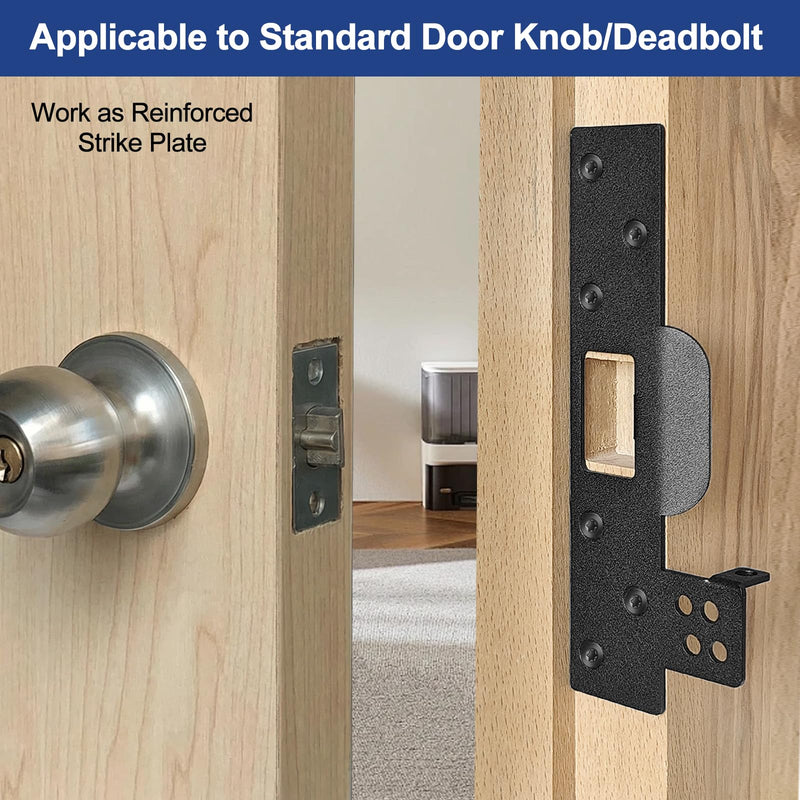 Door Strike Plate with Barricade Pins, 7" Extra Long, Heavy Duty | Forced Entry Resistance, Anti-Theft Reinforcement for Home/Apartment/Bedroom, Heavy Duty Striker 1 Pack Matte Black