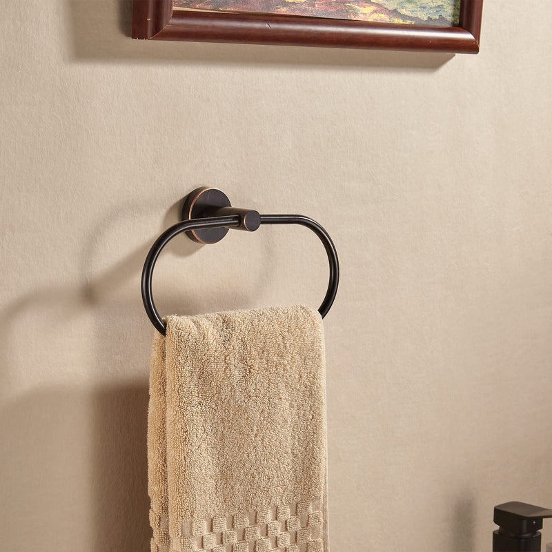 BigBig Home Bronze Towel Ring, Bathroom Towel Holder, Bath Oil Rubbed Hand Towel Rack Hanger Wall Mounted Farmhouse Bronze Towel Ring Ellipse