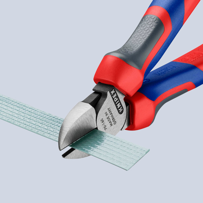 KNIPEX 70 02 160 Comfort Grip Diagonal Cutters Multi-component Grips, Blue/Red 160mm atramentized Solid