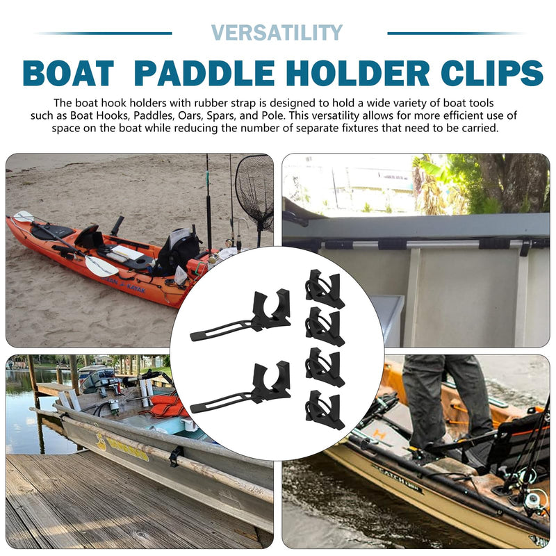 6 Pcs Boat Hook Holder Replacement for SOF-LOC Gaff Hook Holder with Rubber Spring Strap, Marine Holders Clips Fits for Boat Hook, Paddle Holders, Oar Mounts, Boat Net, Gaff, Push Pole, Anchor Pole.