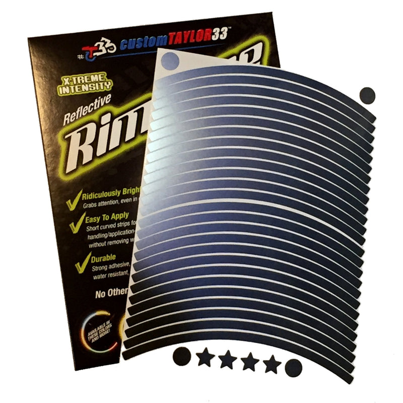 customTAYLOR33 Black Engineering Grade Reflective Copyrighted Rim Tapes - (Must Select Your Rim Size) 17" (Rim Size for Most SportsBikes)