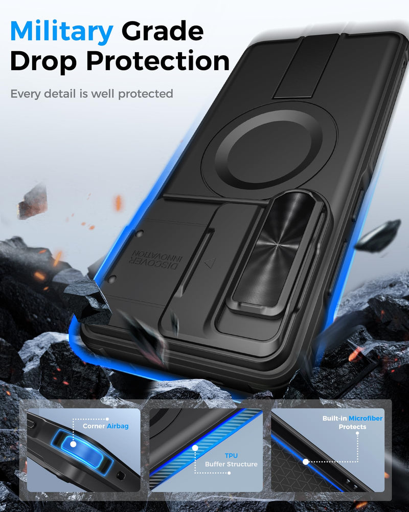 ATATOO for Samsung Galaxy S26 Ultra Case Magnetic with Stand, 6.9", Black | 2X Screen Protectors, Compatible with MagSafe, Slide Camera Cover, Military Grade Protection, Case for Galaxy S26 Ultra, 2026