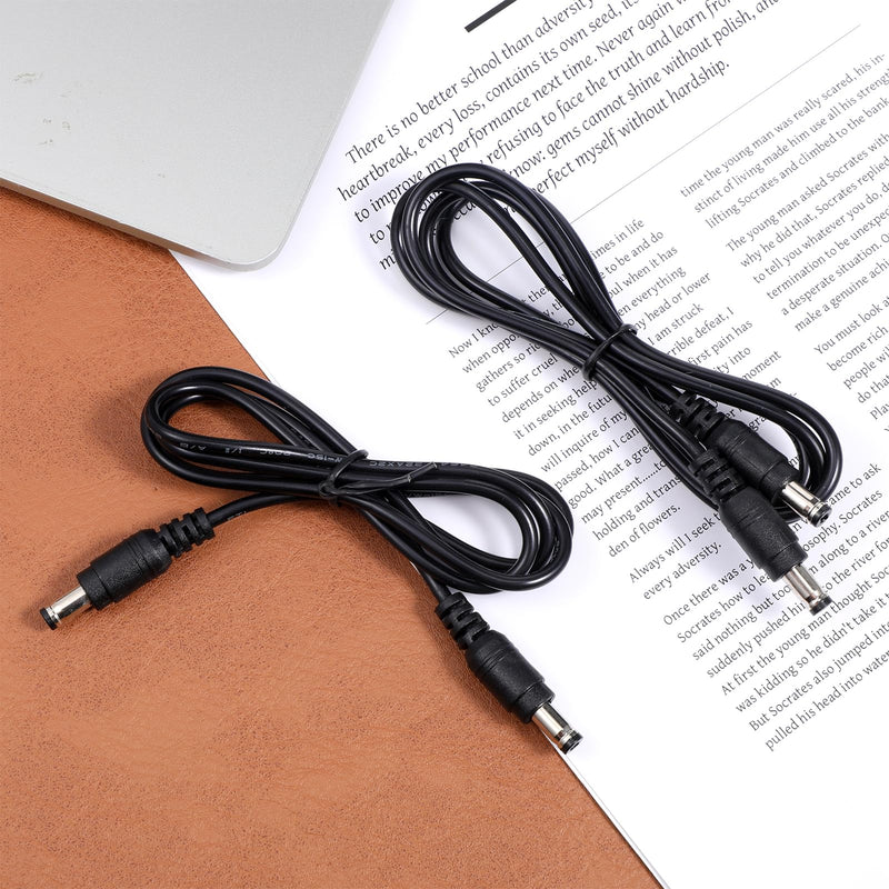 2Pcs DC Power Cable 12v DC Extension Cord 2.1mm x 5.5mm | Male to Male Power Adapter 12v Powers Extension Cable for LED Strip, Camera, DC5521 Jack Cables, Black