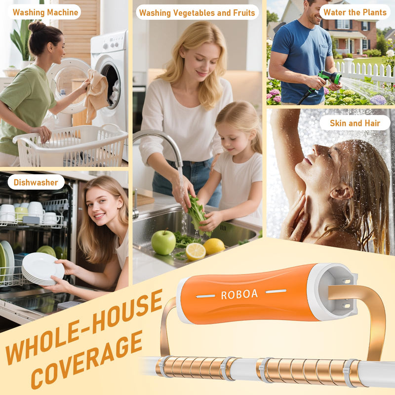 Whole House Capacitive Electronic Water Descaler, Alternative Electronic Salt-Free Hard Water Conditioner, Reduces Limescale Prevents Deposits Build-Up, Different from a Water Softener