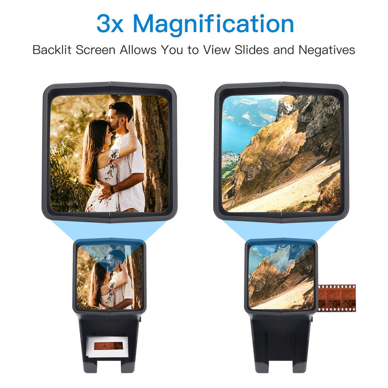 35mm Slide Viewer for Old Slides - Slide Viewer 3X Magnification and LED Lighted Slide Projector for Old Slides with USB Power Cable or Battery Operation