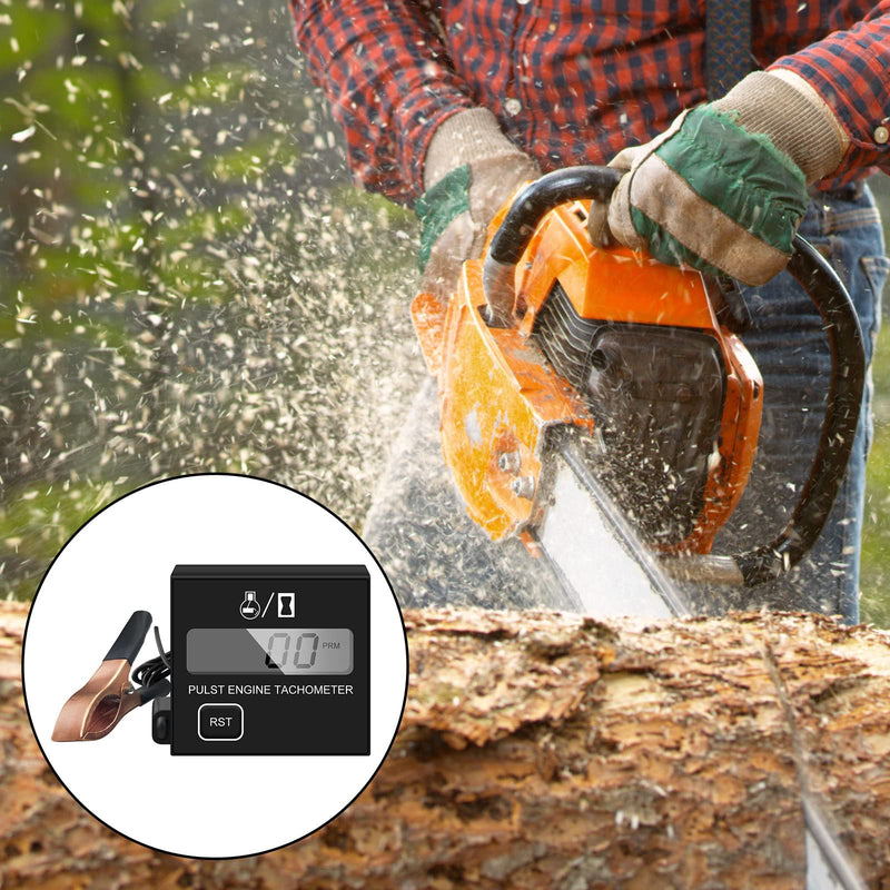BIBARAJM Small Digital Engine Tachometer - Inductive, Waterproof, Suitable for Chainsaw, Marine, ATV, Motorcycle, UTV