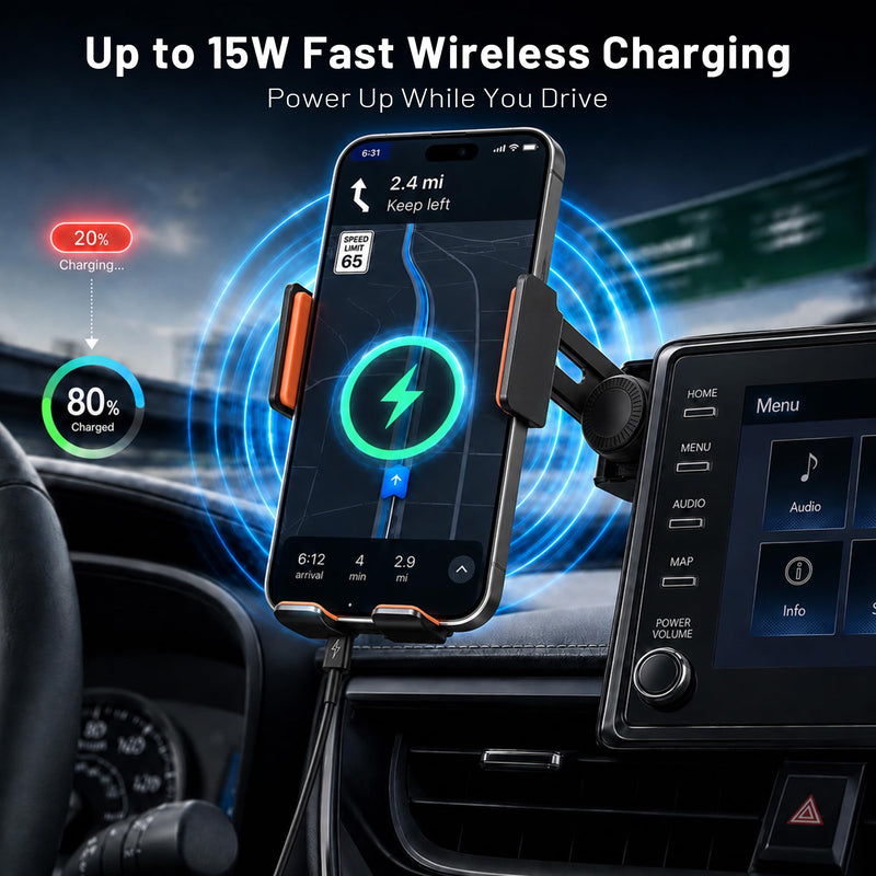 Car Phone Holder for 2019-2026 Toyota Corolla/Corolla Hatchback & 2022-2026 Corolla Cross Accessories, 8-Inch Screen Phone Mount with Up to 15W Fast Wireless Charging, Auto-Clamping, 360° Rotation