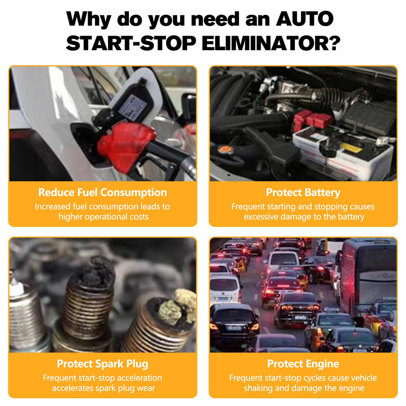 Auto Stop Eliminator for Wrangler JL JLU 2018-2026 Gladiator JT 2020-2026 | Plug Play Auto Start Stop Eliminator Installed Below of Steering Wheel, Memory Module Cancels Auto Stop Disable, Not Fit 4XE 2018-2026 Wrangler & 2020-2026 Gladiator