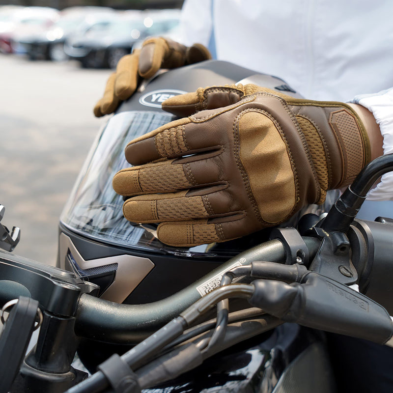 AXBXCX Motorcycle Gloves for Men - Ultimate Protection, Touchscreen Capable, Durable for Outdoor Brown Medium